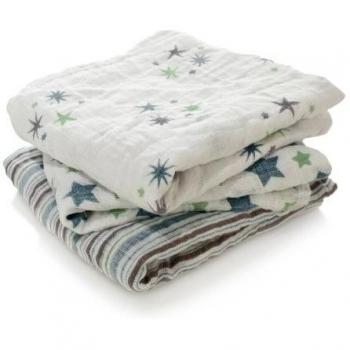 aden + anais 7200G - Pack de 3 paños multiuso, prelavados con muselina de 100% algodón