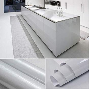 Hode Papel Adhesivo para Muebles Perla Gris 30cmX3m Vinilo Pegatina Decorativo Cocina Papel Pintado Baño PVC Impermeable