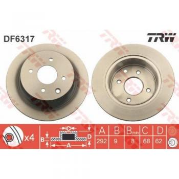 Disco de freno TRW DF6317, completo, 1 pieza