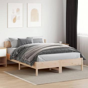 Cama sin colchón 120x200 cm en madera maciza de pino con cabecero, estructura de cama Vidaxl Marrón