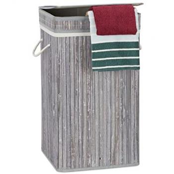 Cesto Ropa Sucia de Bambú Plegable con Tapa - 2 Unidades, 70 L, Cuadrado, Gris, 63 x 36 x 36 cm