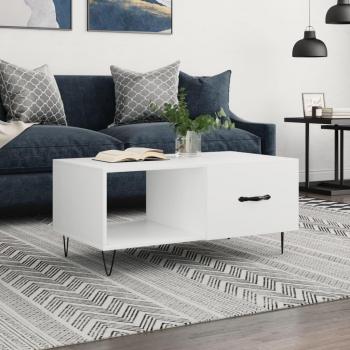 Mesa de centro blanca 90x50x40 cm en madera contrachapada