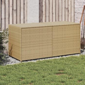 Beige 283L Poly Rattan Garden Storage Box