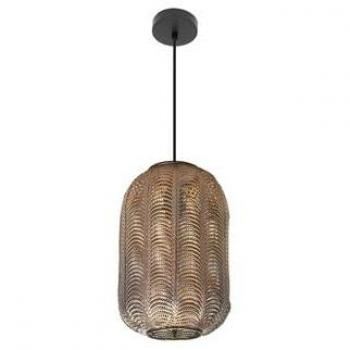 Lámpara Colgante Trikala Negra con Cuero Envejecido 1xE27 Ø26cm