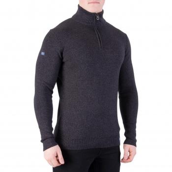 Superdry Hombre Henley Northside Metropolitano de punto, Negro, Small