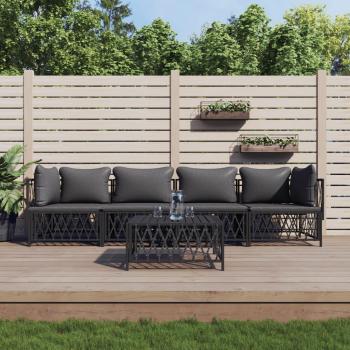 5-Piece Anthracite Steel Garden Lounge Set with Cushions