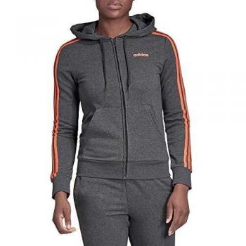 adidas Essentials 3s Full Zip Hoodie Track Tops, Mujer, Dark Grey Heather/Semi Coral, M 44-46