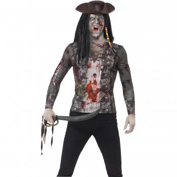 Camiseta Disfraz de Pirata Zombie para Hombre - Talla M