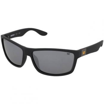 Caterpillar CTS 8018 Polarized Rectangular Sunglasses for Men, Black, Size M, Unisex, Plastic