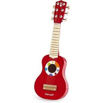 Janod - Confetti - Mi Primera Guitarra en Madera, Instrumento Musical para Niños, Juguete de Imitación y Estimulación Del Talento Musical - Desde Los 3 Años, J07628