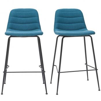 Taburetes de bar tejido y metal azul petróleo 65 cm (lote de 2) SAURY