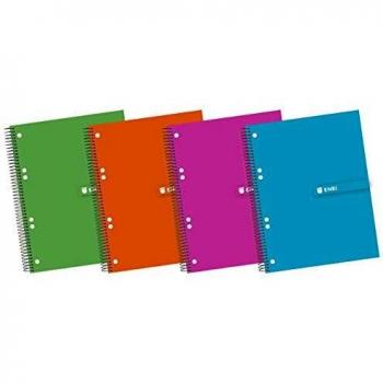 Enri 100430087 - Pack de 5 cuadernos en espiral, tapa extradura