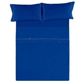 ESTELA Lisos Biés Cala Juego de sábanas, 4 Piezas, Color azulón, Algodón, Cama 150/170