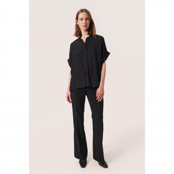 Soaked in Luxury Helia Women's Black Loose-Fit Short Sleeve Shirt 2XL