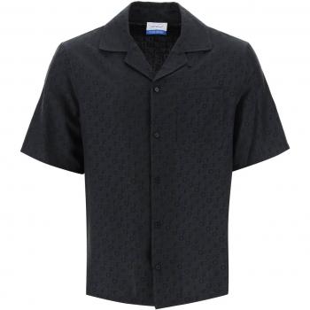 Holiday Bowling Shirt - Off Pattern, Short Sleeve, Male, Black, Size M