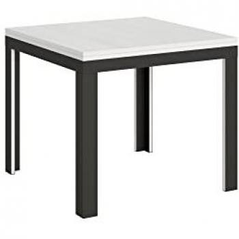Mesa Extensible 90x90/180 cm Línea Libra Fresno Blanco con Estructura Antracita