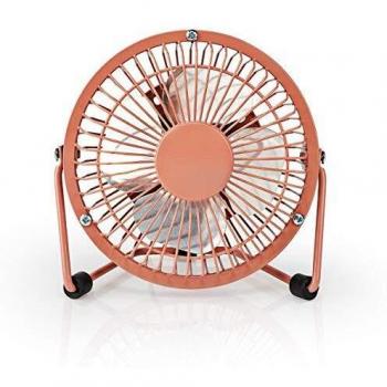 NEDIS Ventilador de Mesa Miniventilador Metálico - Diámetro de 10 cm - Rotación de 360° - Alimentación USB - Negro Rosa Vintage 1.00 m