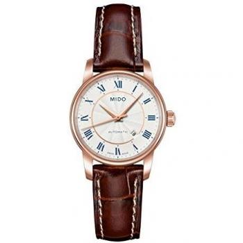Reloj Automático Mido Baroncelli Lady 29mm con Correa de Cuero Marrón y Resistencia al Agua 3 ATM