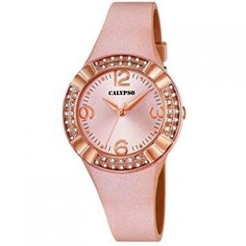 Reloj Calypso Trendy para Mujer K5659/2 con Correa de Caucho Rosa y Diámetro de 34 mm