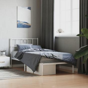 White Metal Bed Frame with Headboard 100x200 cm