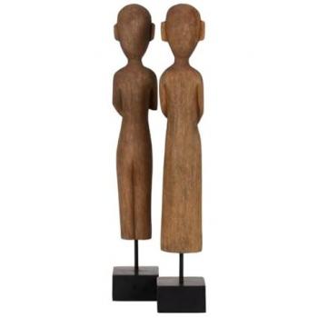 Figura Decorativa Natural Africana 14,5 x 9 x 38,5 cm (2 Unidades)