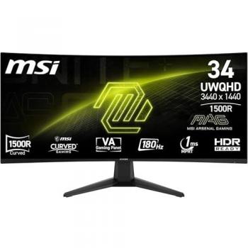 Monitor Gaming Curvo MSI MAG 346CQ 34 UWQHD 3440x1440, 180Hz, 1ms, HDR Ready, VA Antirreflejo, Compatible VESA