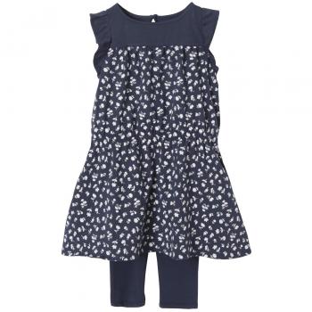 Conjunto de vestido + chaqueta de punto + leggings para niña
