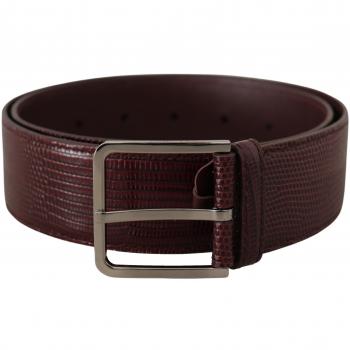 Dolce & Gabbana Maroon Calf Leather Wide Logo Engraved Buckle Belt - 70 cm / 28 Inches