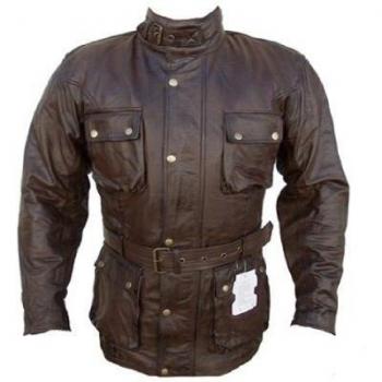 Australian Bikers Gear Chaqueta Trailmaster con un tratamiento de cuero encerado marron TALLA 3XL