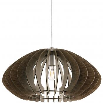Lámpara Colgante Cossano 1 E27 Marrón Oscuro y Acero Nickel, 50 cm