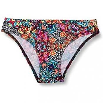 Speedo Psychedelic Dreams Hipster Brief AF Parte Inferior Bikini, Mujer, Black/Bright Zest/Neon Orchid/Jewel Pink, 30