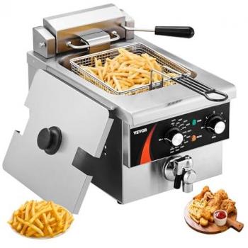 VEVOR 3000W Commercial Electric Deep Fryer with 5.9L Stainless Steel Basket, Time & Temperature Control