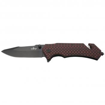 Navaja Third K2771RB con Mango de G10 Bicolor Negro y Rojo, Hoja de Acero Inoxidable 420 de 9,2 cm y Funda de Alta Calidad