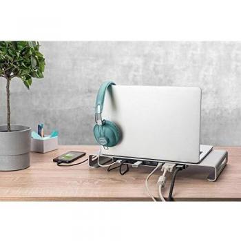USB-C Docking Station with Monitor Riser 11 Port, silver