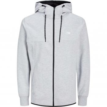 Sudadera Jack And Jones Jcoair Zip Light Grey Melange Hombre, cremalleras frontales, ajuste regular, tejido suave y cómodo, diseño moderno