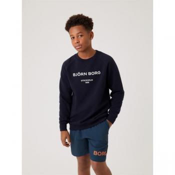 Björn Borg Borg Logo Crew Sweatshirt, Navy, Size 122-128