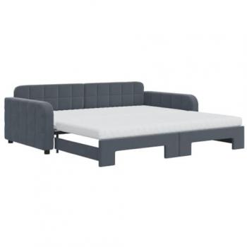 Sofá Cama Nido con Colchón de Terciopelo Gris Oscuro 100x200 cm