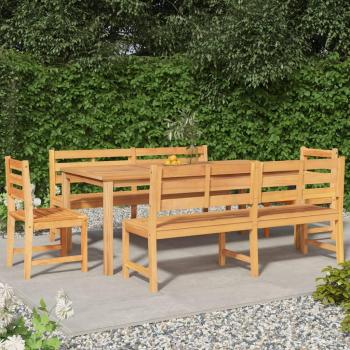 Set de almuerzo de jardín 5 piezas de teca de madera maciza marrón