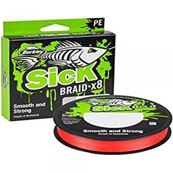 Berkley Línea Trenzada Sick 300 M, Unisex, Rojo, 0.33mm, 38.1kg, 83lb, 300m, 330yd