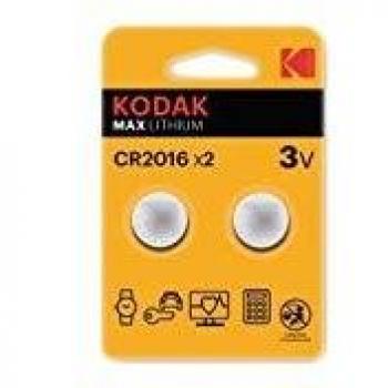 KODAK Pilas Botón Litio Tra Cr2016, Pack X2