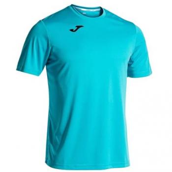 Camiseta Deportiva Joma Combi Manga Corta Hombre, Ligera y Transpirable, Color Turquesa Flúor