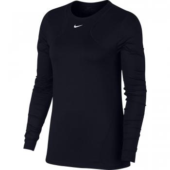 Nike W NP Top LS All Over Mesh Long Sleeved t-Shirt, Mujer, Black/White, S