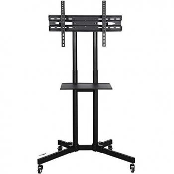 Soporte Móvil para Televisor Ajustable de Altura, Compatible con Pantallas de 32 a 65, Carro de Exhibición con Ruedas y Gestión de Cables, Capacidad de Carga hasta 50 kg
