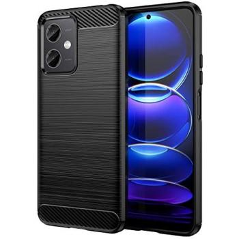 Funda Protector Antigolpes de Silicona Negra con Diseño de Fibra de Carbono para Xiaomi Redmi Note 12 - Compatible con Carga Inalámbrica