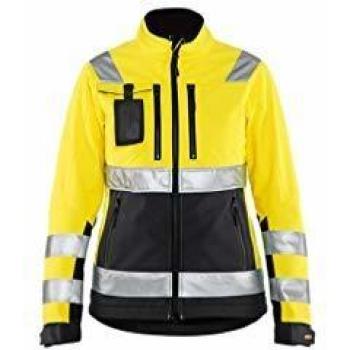 Chaqueta Softshell de Trabajo para Mujer Alta Visibilidad Blaklader, Amarillo/Negro, Talla L