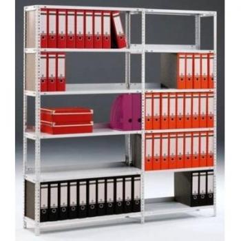 Estantería atornillable para archivadores gris claro RAL 7035, altura 2200 mm, ancho x profundidad 1000 x 300 mm - Hofe