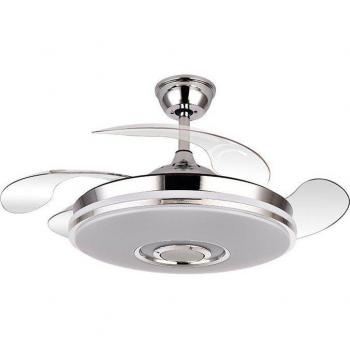 Ventilador de Techo FABRILAMP NOTO Cromo con Aspas Desplegables y Altavoz Incorporado