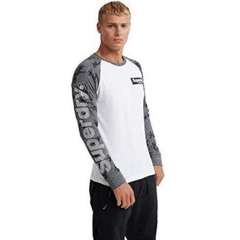 Superdry Camiseta de manga larga para hombre CAMO INTERNATIONAL L/S TOP Optic Óptica XXXL