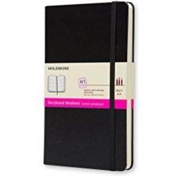 Moleskine - Art Collection Storyboard, Cuaderno de Bocetos con Tapa Dura y Cierre Elástico, Papel Adecuado para Bolígrafos, Pasteles, Carboncillo, Color Negro, Tamaño Grande 13 x 21 cm, 108 Páginas