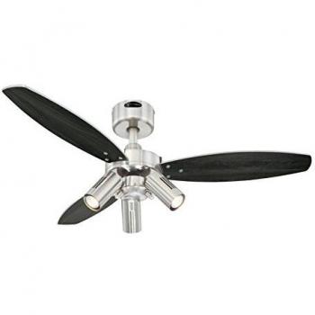 Westinghouse Lighting Jet Plus Ventilador de Techo E14, 120 W, Acabado en níquel Satinado con aspas Reversibles en wengué/Plata